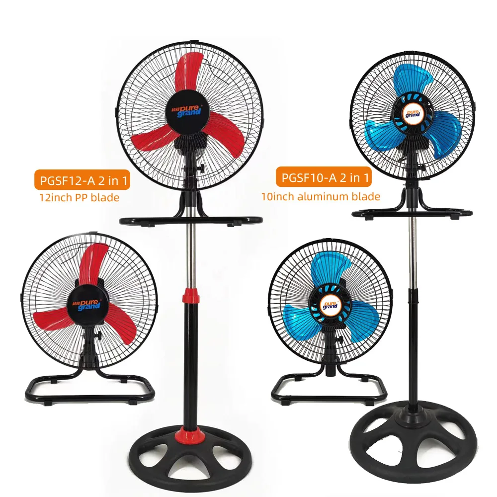Cheap price home office household pedestal three speed 220v metal tower 12 inch round pedestal 2 in 1 industrial stand fan