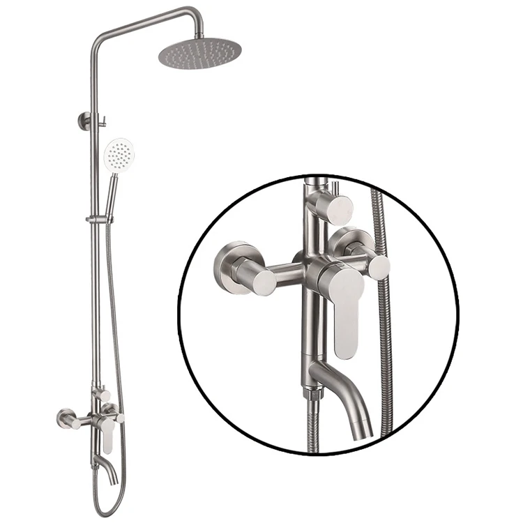 
Cheap Stainless Steel Shower Faucets Sets Complete with Shower Head and Handle Sets Rain Thermostatic Mixer Bathroom Shower 