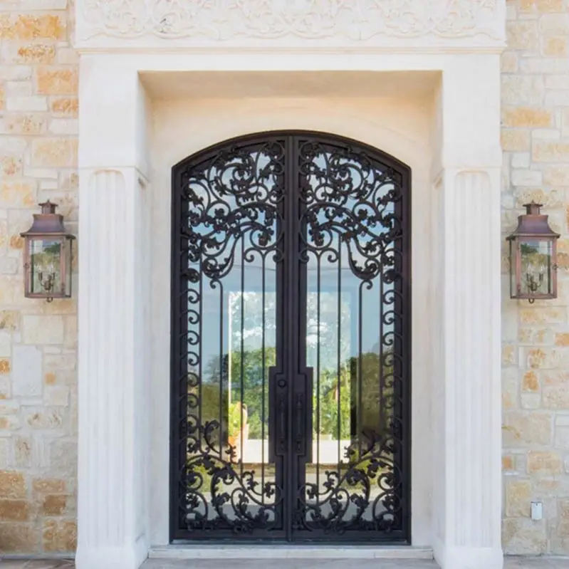 Alucasa Classic Steel Front Door Entrance Door Customized Antique Wrought Iron Entry Door For Villa