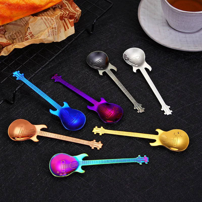 2025 Custom Coffee Dessert Mix 304 stainless steel guitar spoon