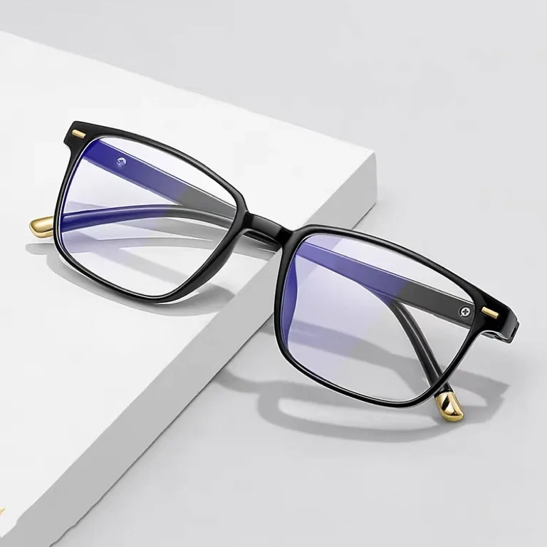 Ready to ship black rectangle cheap anti blue light reading glasses for men 2024