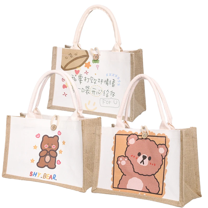 The best-selling cartoon cute printed linen handbag in the market