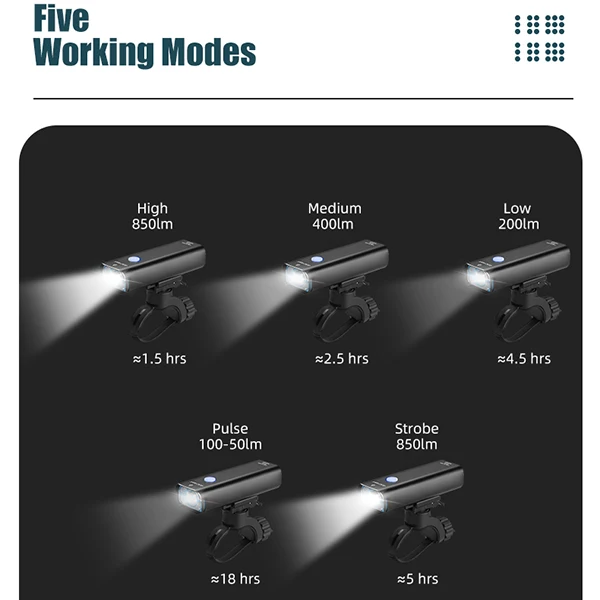 Gaciron Customizable Bicycle Flashlight 850Lumen Cree Led Bicycle Light ROHS CE FCC Aluminum Camping Hunting Bike Light