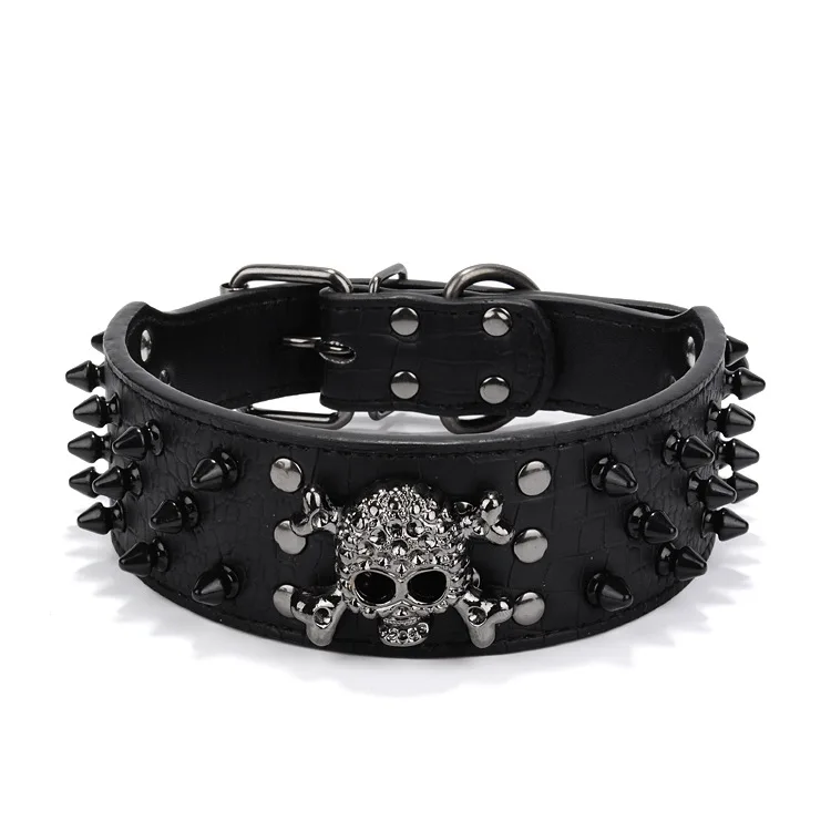 Black Rivet Pet Collar PU Dog Chain  Dog Collars  for Medium Large Pet