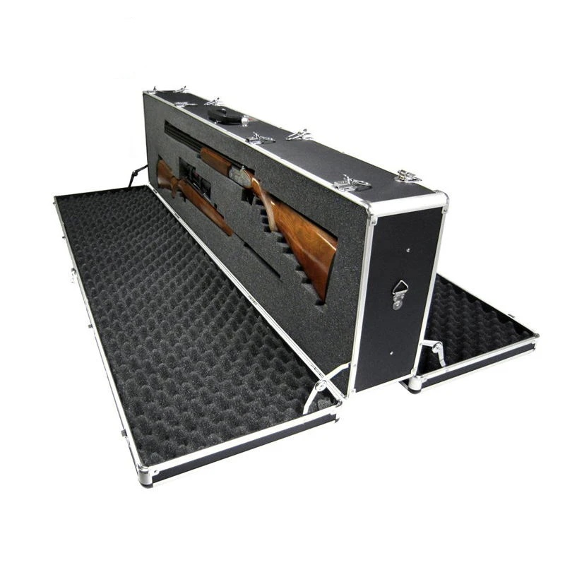 
Black/Silver Aluminum Double Door Gun Rifle Carry Case 