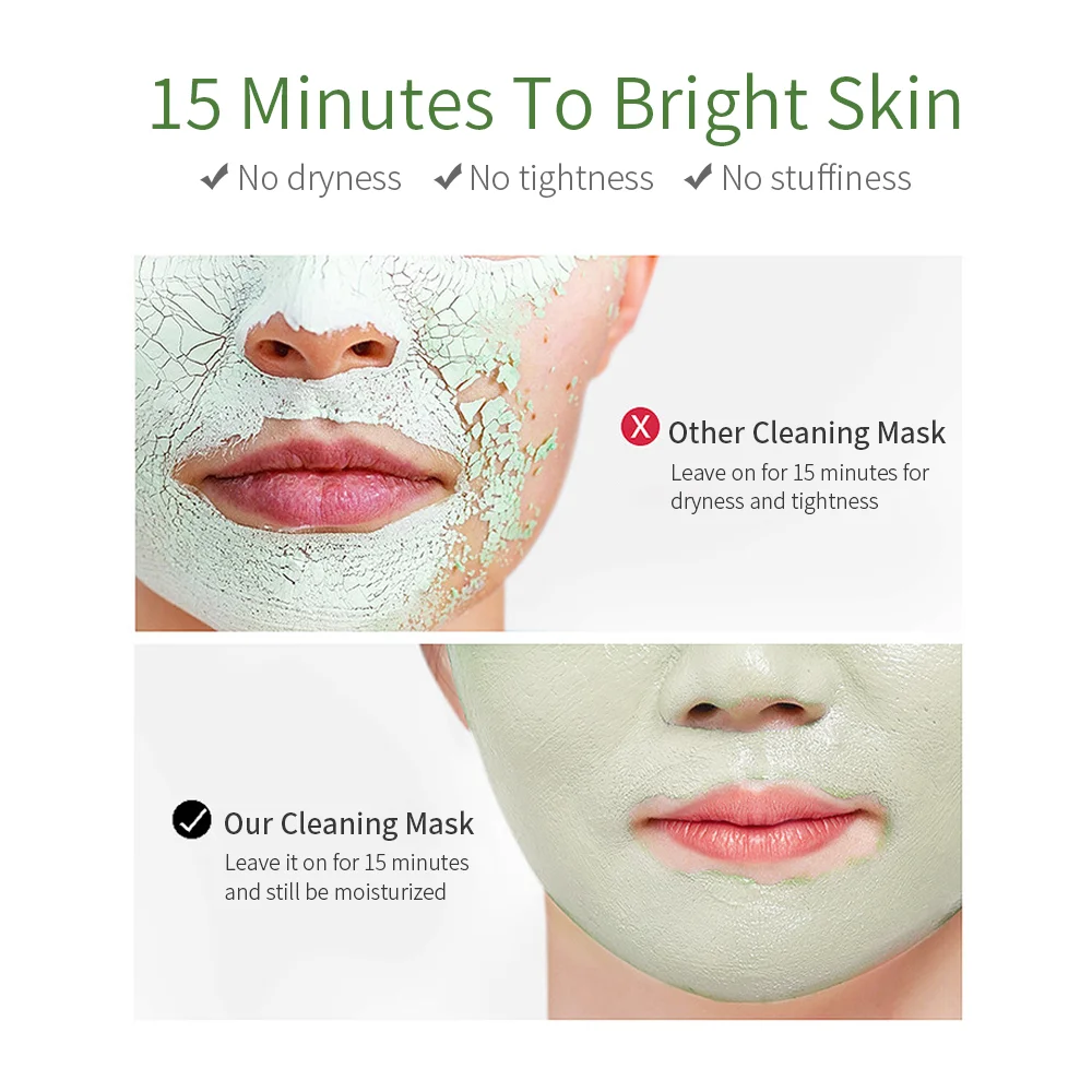 Green Tea Solid Ma sk skin Mud Stick Deep Cleansing Spread Green Tea Eggplant Solid Ma sk green tea purifying clay stick