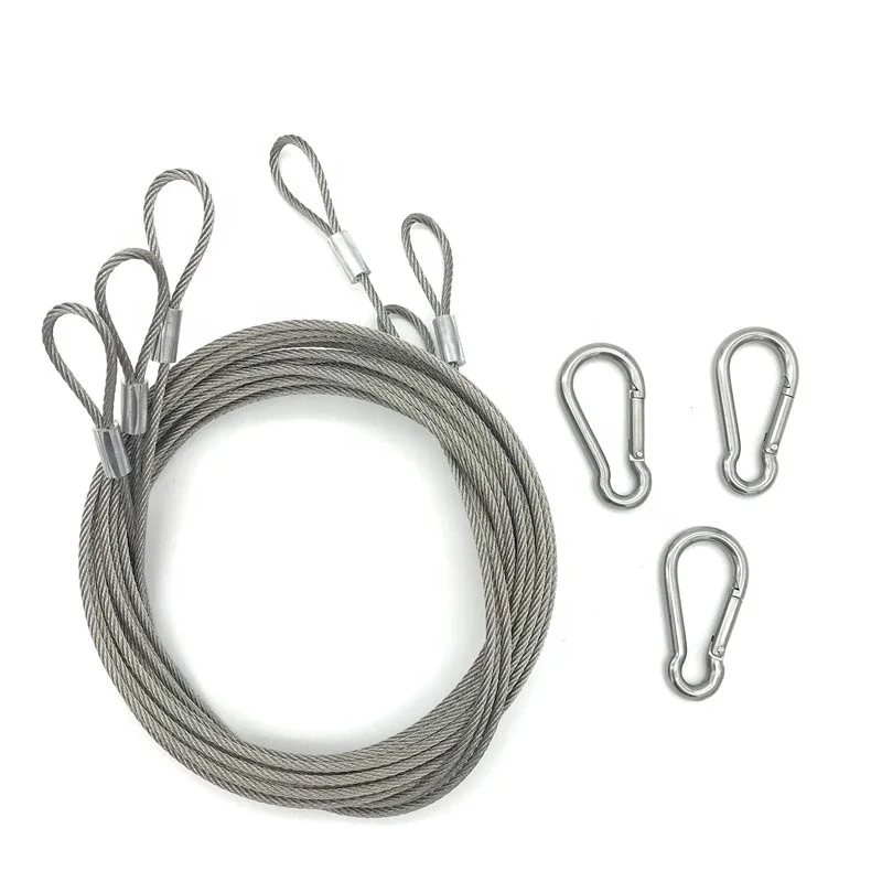 Wholesale 3mm 7*7 stainless  steel wire rope sling both side with loops for Security