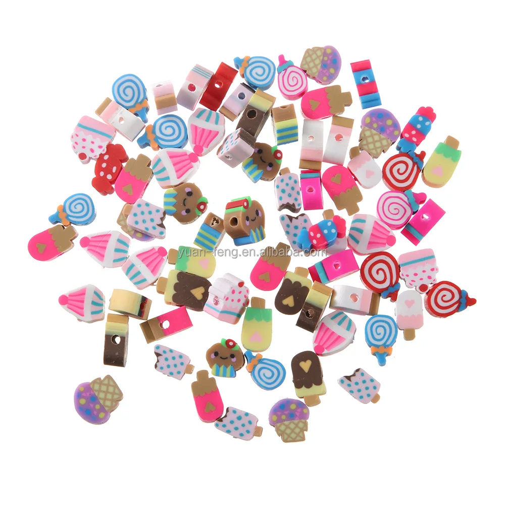 Cake Theme Loose Beads Spacer Colorful Charms Handmade Polymer Clay beads for DIY Jewelry Crafts Making