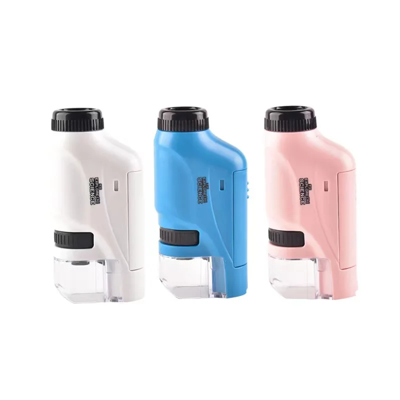 Mini Pocket microscope Kit 60-120x Lab Handheld microscope Battery Powered microscopes With LED Light Kids Science tool