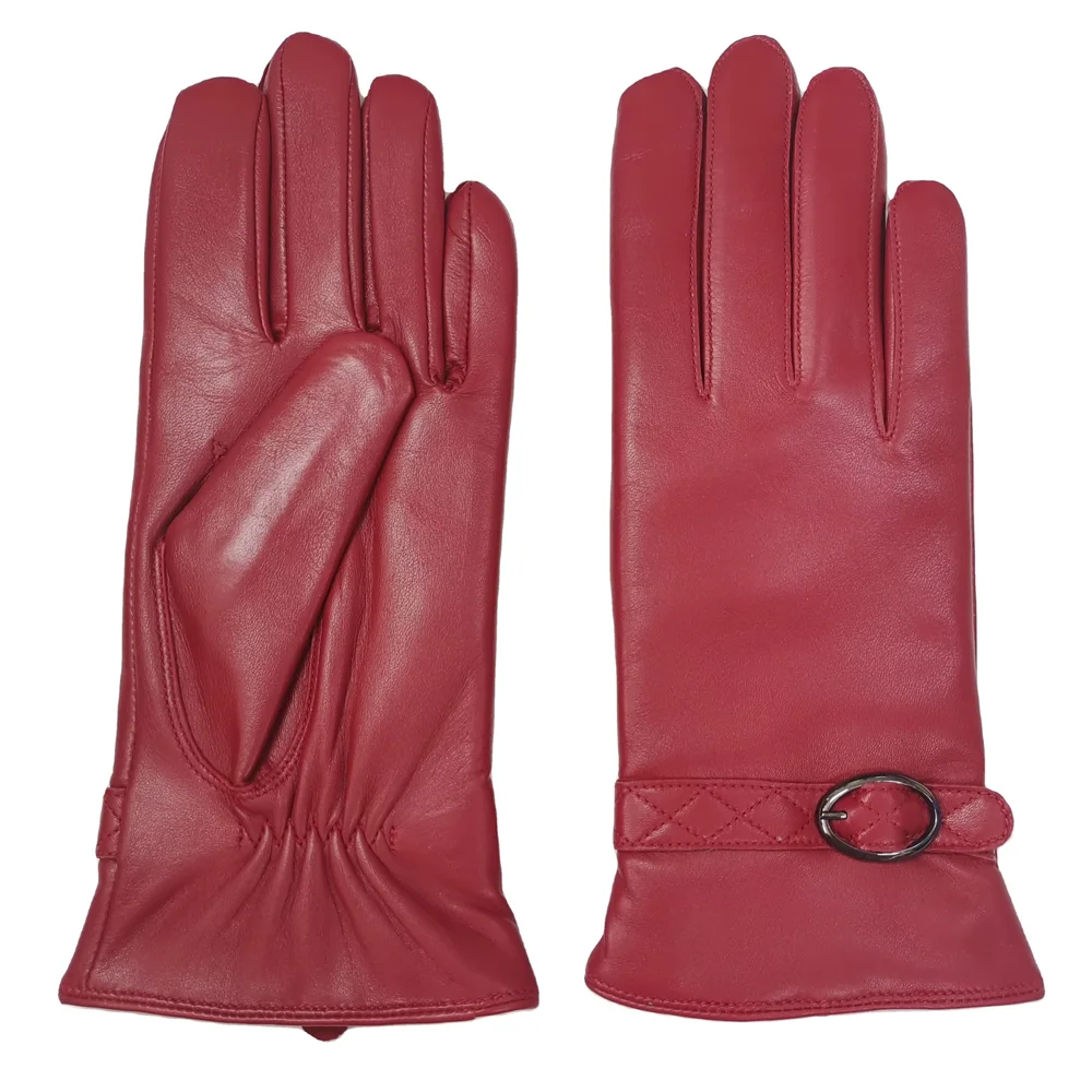 Big Brand OEM High Quality Fashion Colorful Genuine Lamb Skin Leather Ladies Dress Gloves Embroidery Leather Belt and Buckle