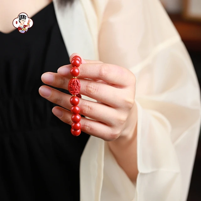 New Design Wholesale Red Ruby Beaded Charm Bracelets Exquisite Carved Small Animal Bodhisattva Buddha Bead Bracelet  For  Unisex