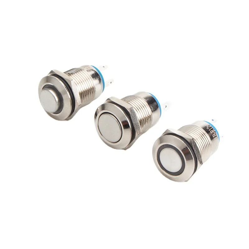 LVBO 12mm flat button dot point lighting factory price push button switch with LED