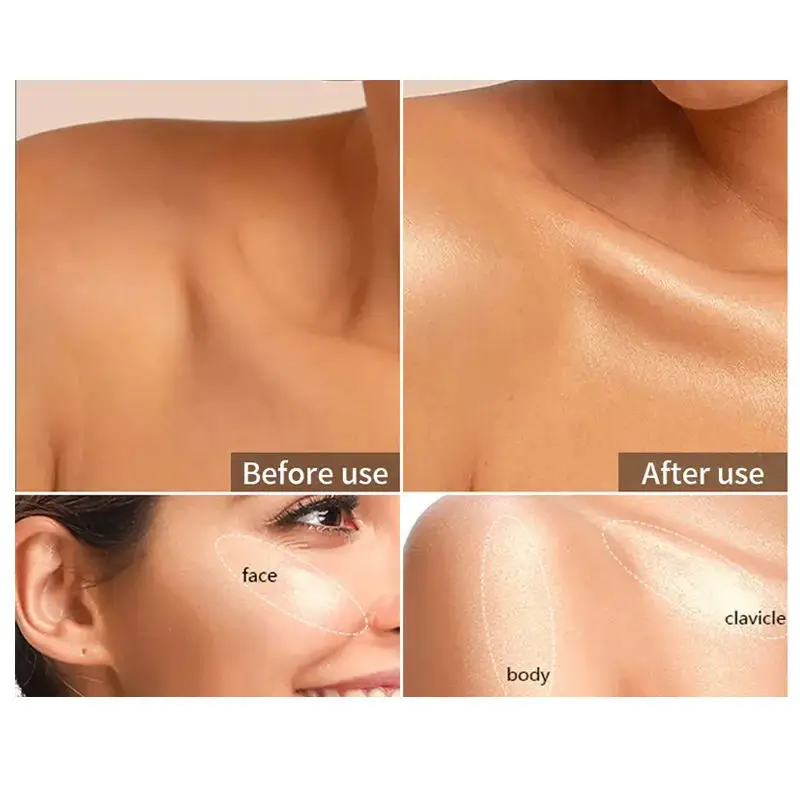 Wholesale Private Label Long Lasting Highlight Makeup Shimmering Glitter Liquid Highlighter Bronze Body Shimmer