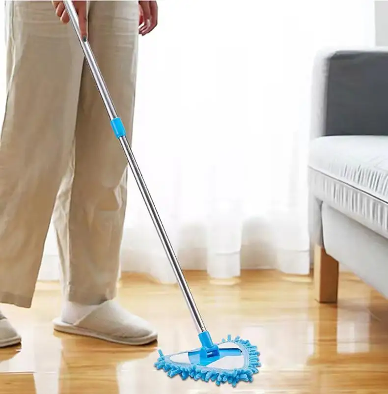 2024 Triangle Washing Glass Ceiling Cleaning Mop For floor  Wall Windows Telescopic Wiper Brush With Chenille Triangle Mop