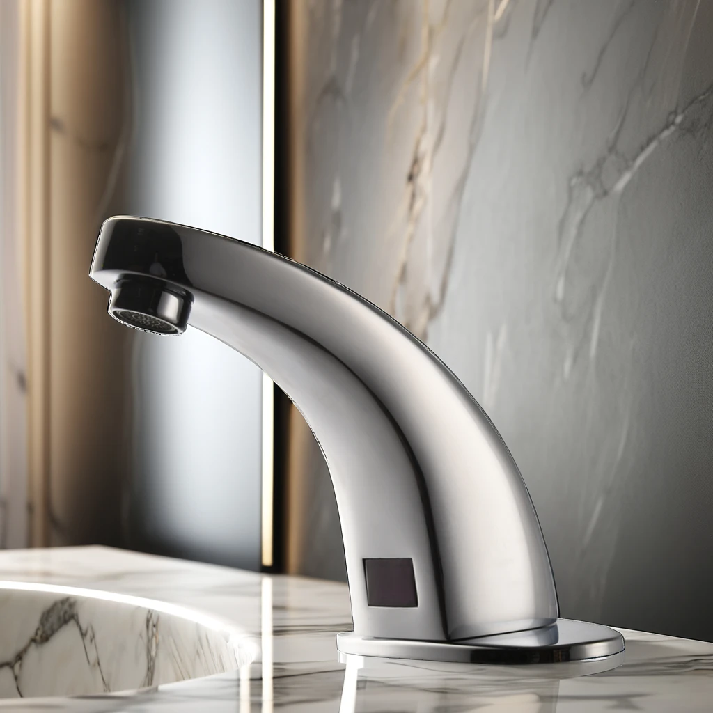 Fyeer Modern 304 Stainless Steel Automatic Touchless Motion Sensor Faucet for Bathroom Single-Hole Mount with Ceramic Valve Core