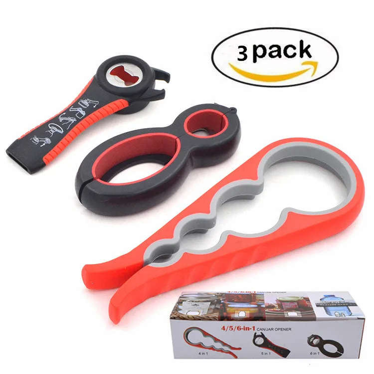 3 pack gift set kitchen accessories gadgets 4/5/ 6 in 1 multipurpose manual jar can bottle opener