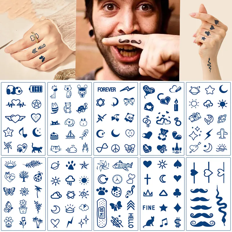 Custom Herbal Juice Butter Fly Cute Heart Letters Temporary Waterproof Tattoo Stickers