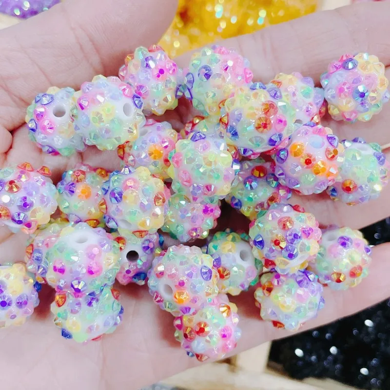 20mm 50pcs Per Bag Round White Acrylic Big Beads Jewelry Making Acrylic Crystal Chunky Beads Resin Rhinestone Beads