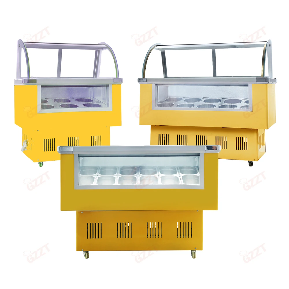 Economical Commercial Popsicle Fridge Fried Yogurt Ice Cream Gelato Display Showcase Refrigerator Freezer 7-Level Temperature
