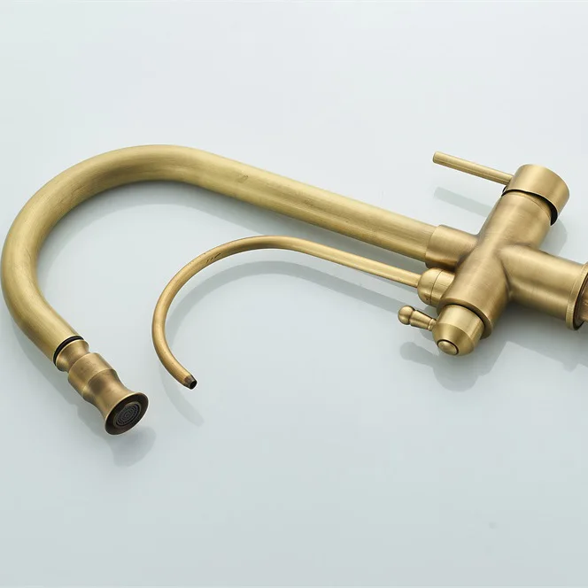 Antique Pull-Out Touch Free With Sensor Kitchen Faucet Hot And Cold Sink Full Copper Retractable Mixer Tap Retro XiRi-8871