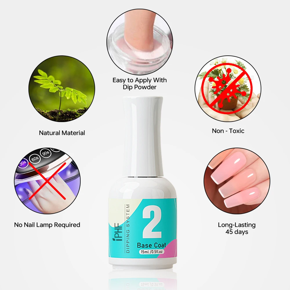 Dip Powder Liquids Set Nail Dip Liquid System Top And Base Coat For Dipping Powder With Activator