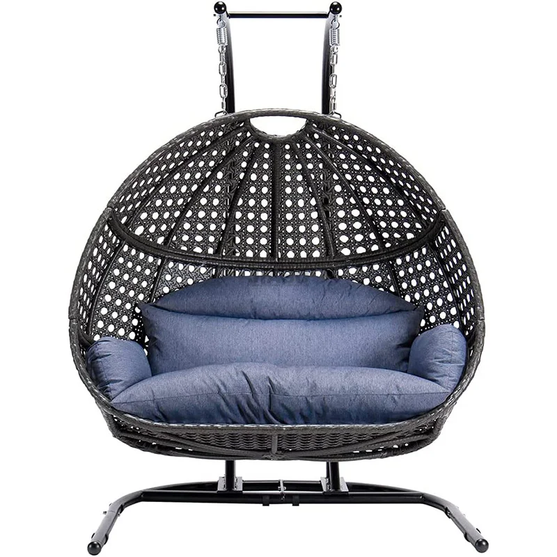 Jhula Stand Jhoola Iron Frame Hanging Egg Iratan Rattan Shaped Leisure Garden Swing Chair