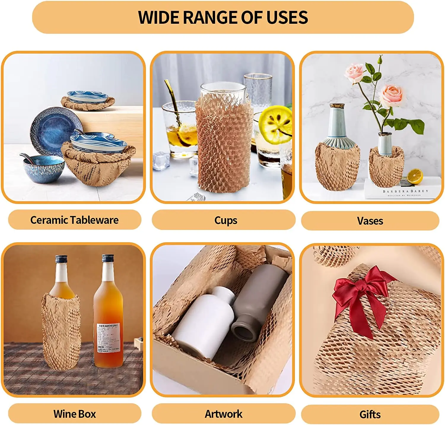 Mesh Honeycomb Perforated Wrap Paper Biodegradable Kraft Paper Cushioned Packaging Roll for Packing & Moving