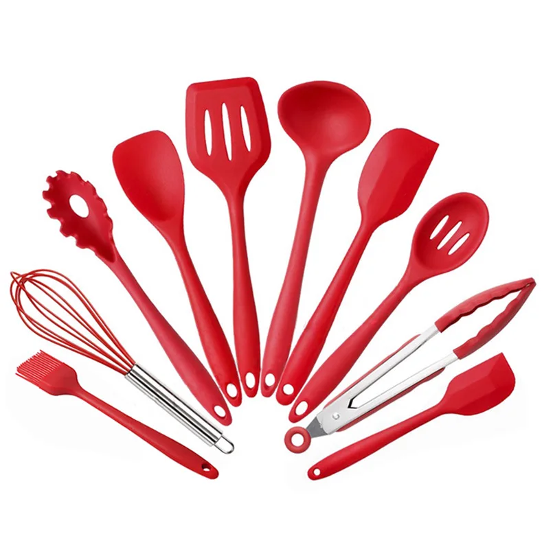 soft spatula silicone kitchen cooking tools kitchenware utensils set 12 pcs with wooden handle