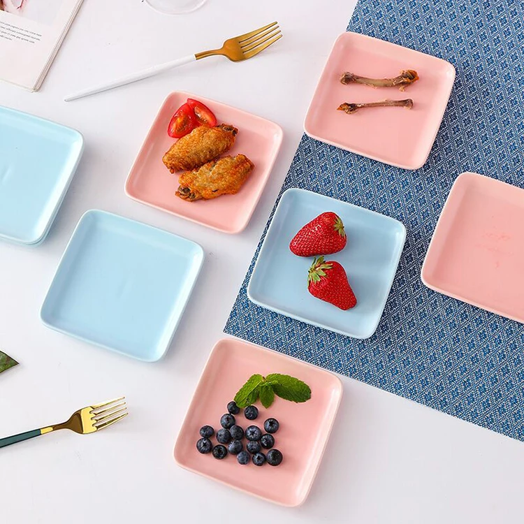 Creative Ceramic Square Bone Plate Western Food Dessert Fruit Dish Tableware Creative Steak Plate