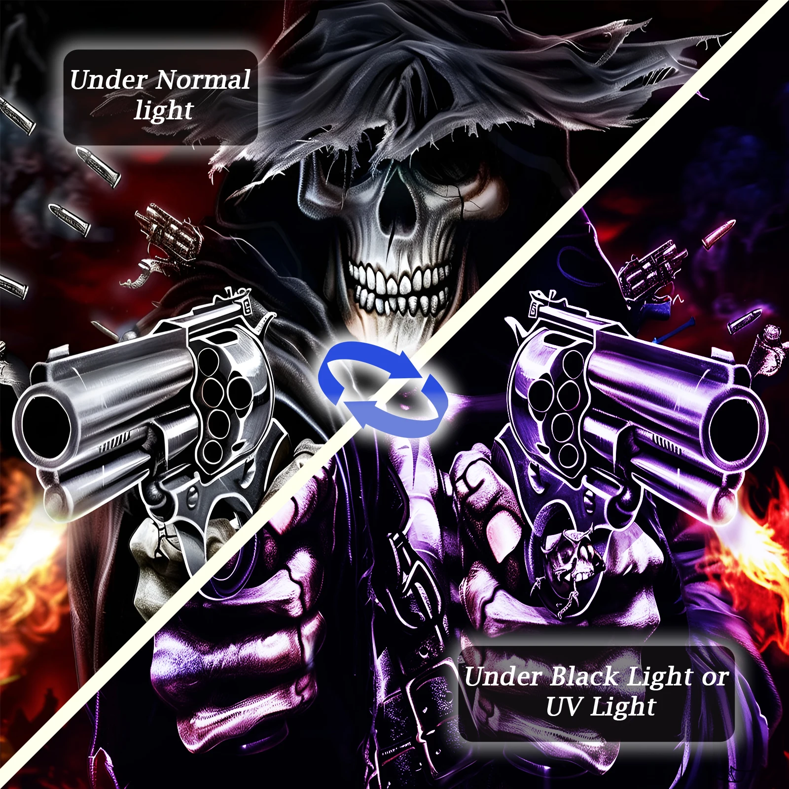 Fluorescent UV Reaction Printed Pattern Wall Hanging Tapestry Blacklight Tapestry for Home Decor