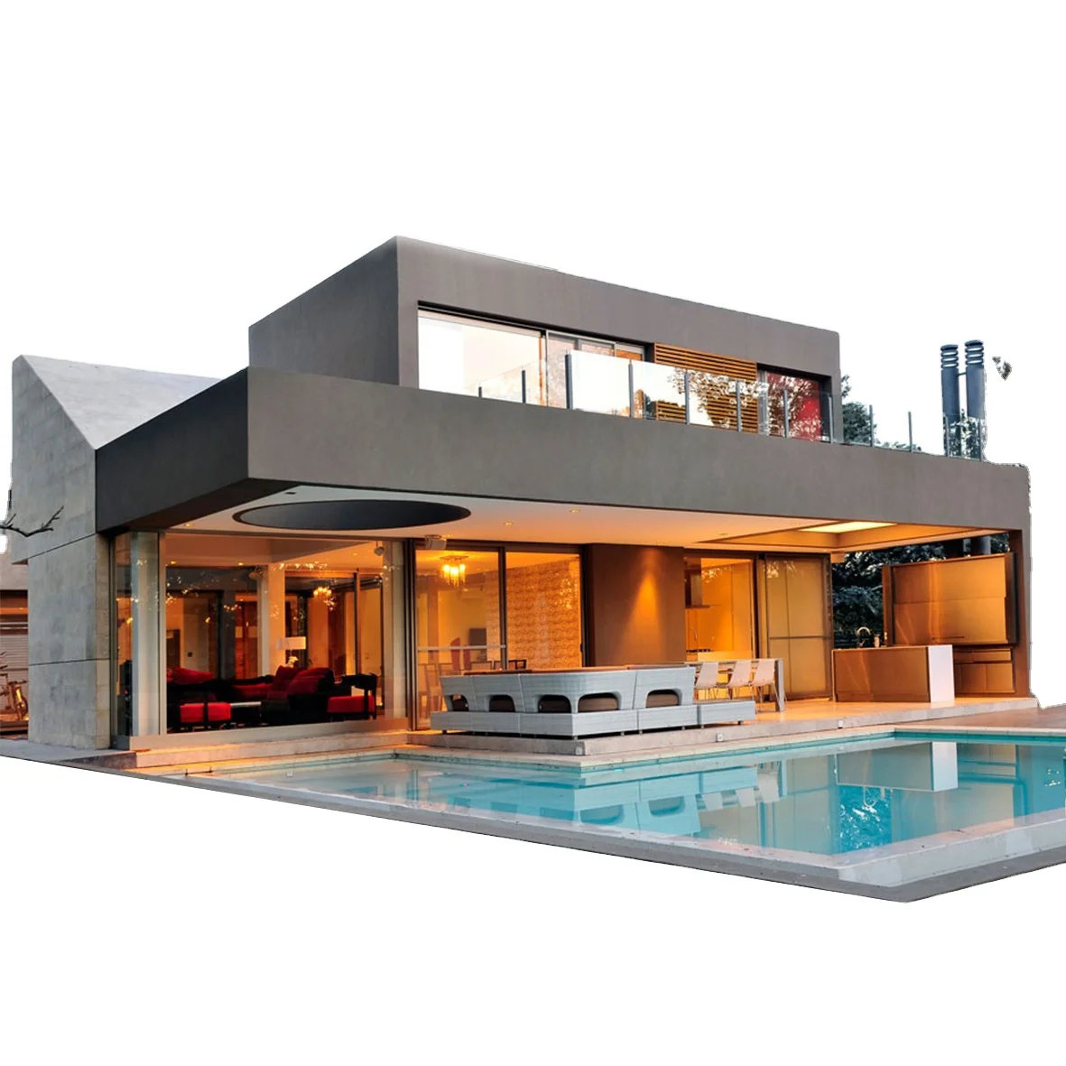 Современный Высококачественный сборный дом с двумя этажами и защитой от урагана