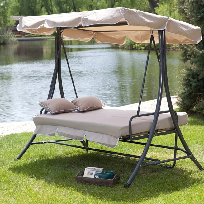 Best price outdoor porch High Quality Garden Canopy Swing Chair 3 Seater Hammock Beach Patio Swings with bed