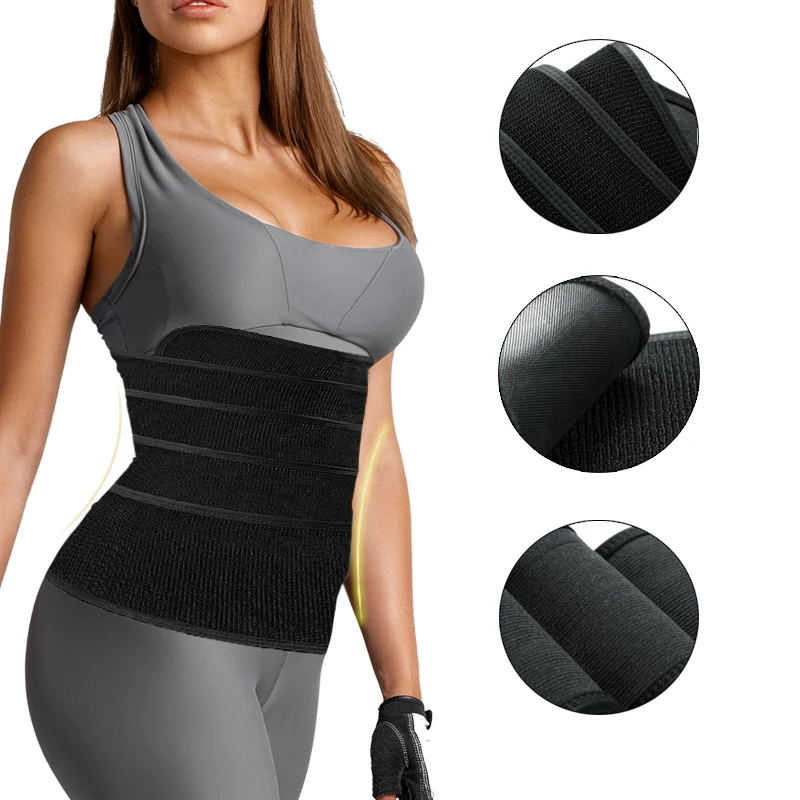 Women wrap waist trainer tummy waist band with loop Butt Lifter body wrap shaper waist wrap band