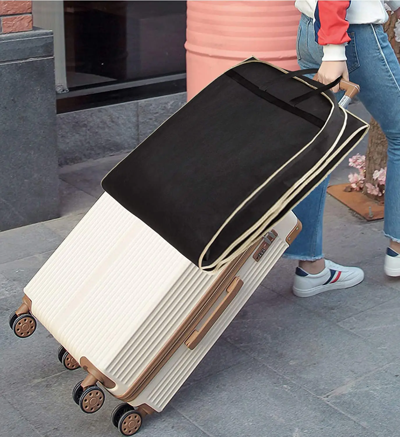 wholesale Custom foldable clear non-woven garment bag clear front