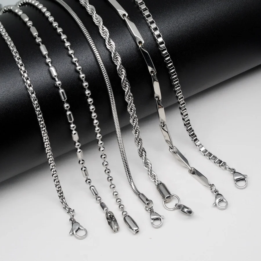 
Factory Wholesale Fashion Mens Jewelry Stainless Steel Ball Beaded Cross Link Necklace Chain for Women 