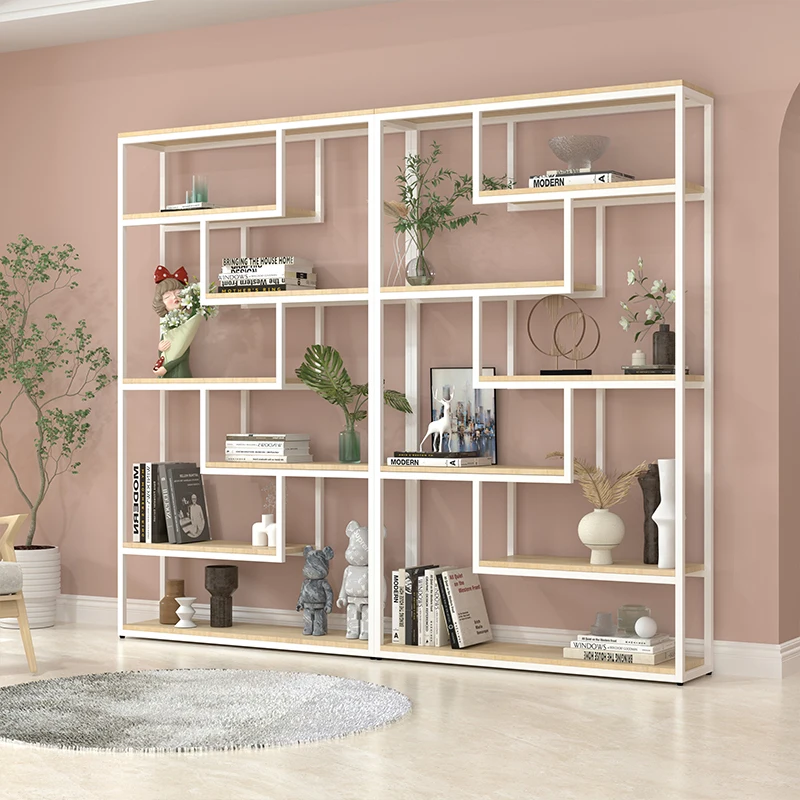 Home furniture factory modern high end steel glass decor cabinet bookcases bookshelf for sale