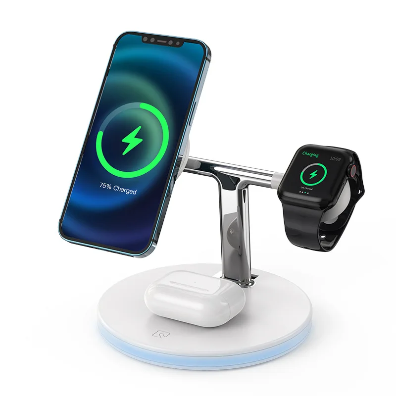 Desktop wireless magnetic charger 3 in 1 desktop charging  for iPhone watch and headset