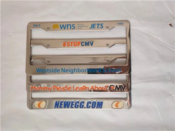 cheap custom metal glossy liscence plate frame for car/car adjustable license plate frame for usa standard