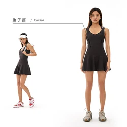 2022 New beautiful back dress short running tennis skirt yoga suit fitness suit