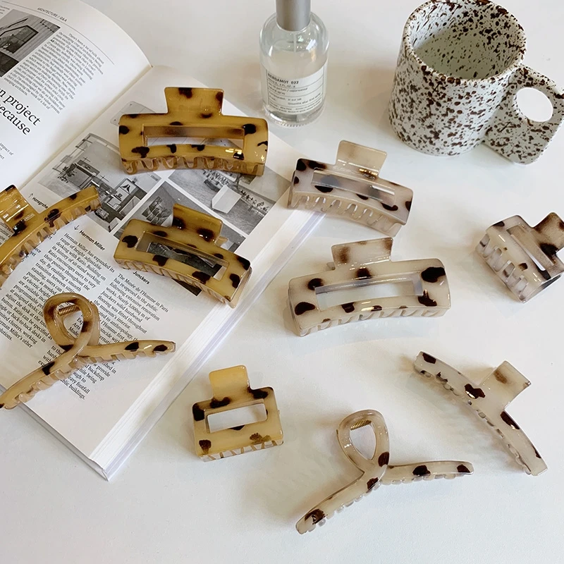 Customized Large Marble Resin Plastic Tortoiseshell Cellulose Acetate Big Hair Claw Clips for Women
