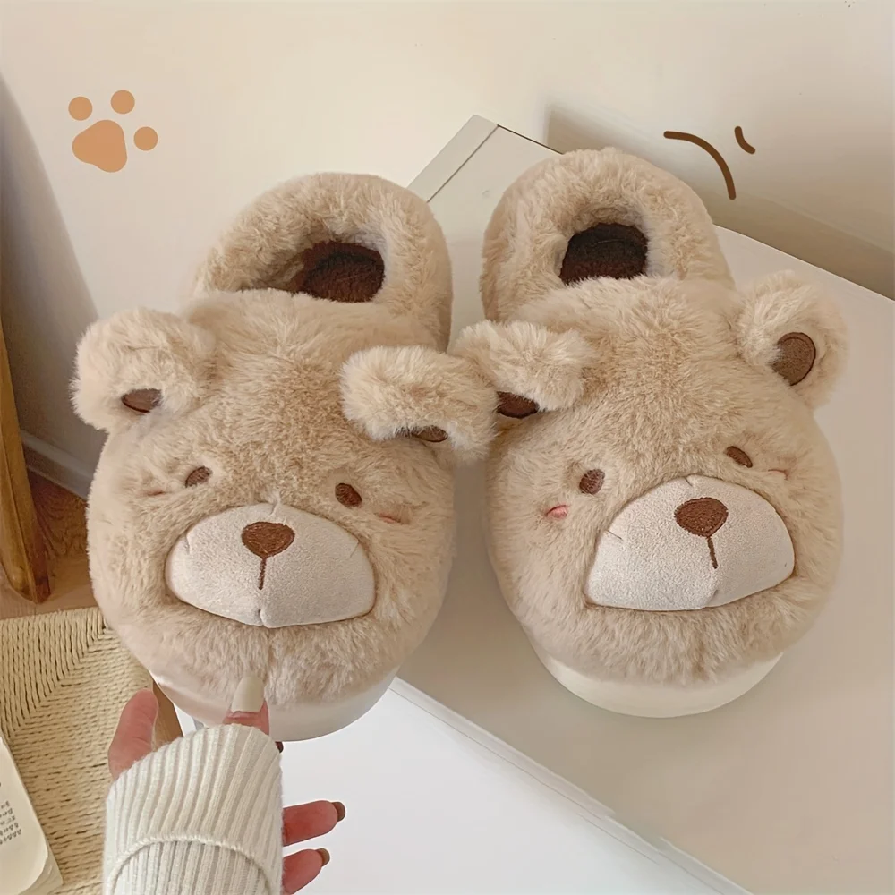 Custom Animals Fluffy Novelty Slippers Kawaii Cartoon Slip Soft Sole Plush Animals Slippers