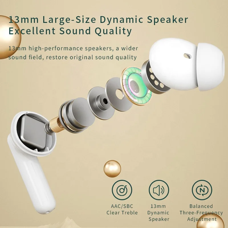 ANC ENC True Wireless Headphones with TWS Stereo BT 5.1 Earbuds Noise Cancelling Low Latency Gaming Headset Tws A40 Pro