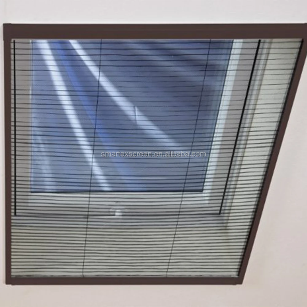 Mosquito net pleated wire mesh window aluminium profile roof skylight folding polyester screen window