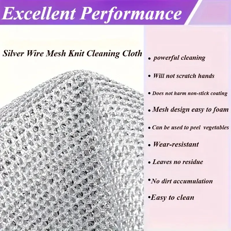 Многофункциональная тряпка для мытья посуды 20 х20 см из металлической проволоки салфетка микрофибры кухонные полотенца без масла