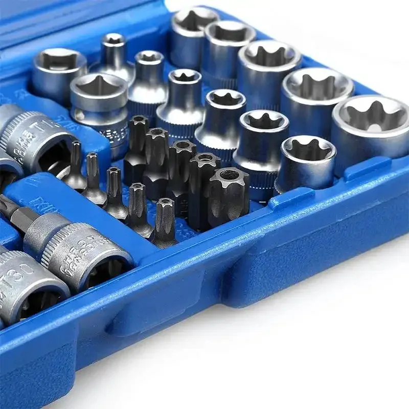 34PCS Socket Wrench Automotive Repair Tool Sets Chromium Vanadium Steel Socket Tool Sets