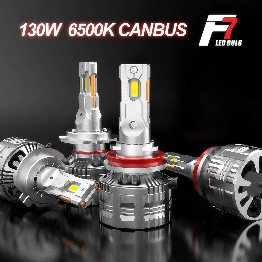 F7 auto LED 130W 14000lm canbus H4 car headlight H7 H8 H11 H1 H3 H13 9005 9006 LED Headlight conversion kit head lamp bulb LUJIA
