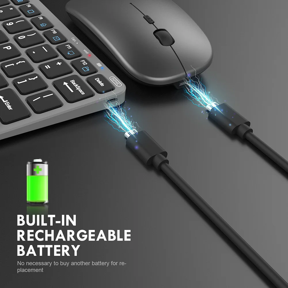  Беспроводная клавиатура и мышь перезаряжаемая беспроводная с Bluetooth 2 4G бесшумная эргономичная