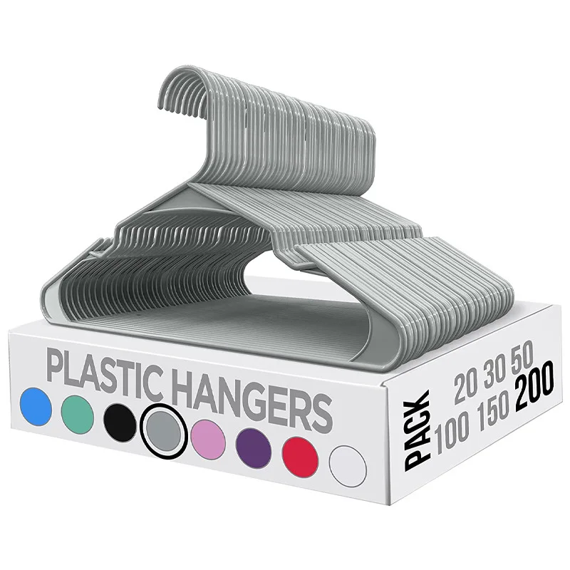 Online Top Seller Lightweight Space Saving Durable Plastic Clothes Hangers Laundry Hangers Black Hangers