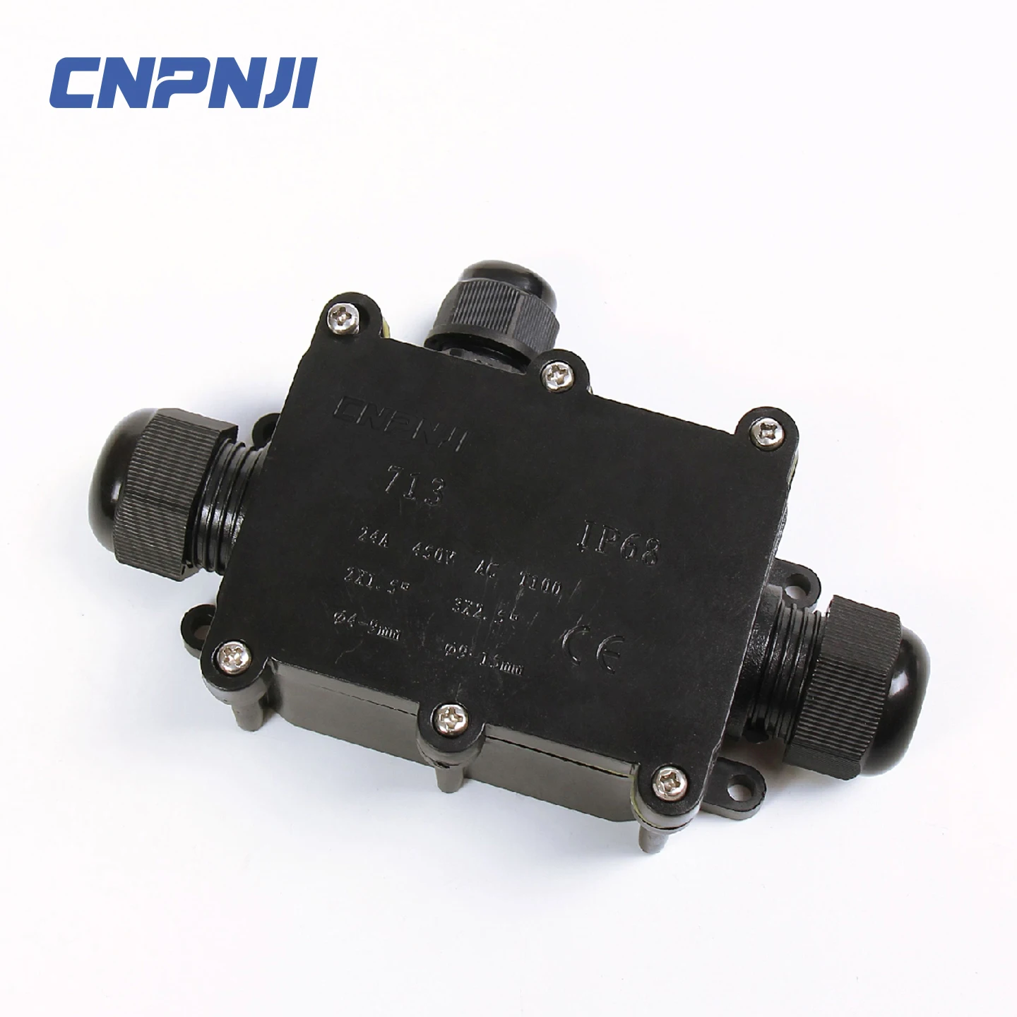 ABS Black 2 Way Junction Box Low Price of PJ Series Plastic IP67 Customized Electrical Enclosure Din Rail,cable Gland 47*28*18mm