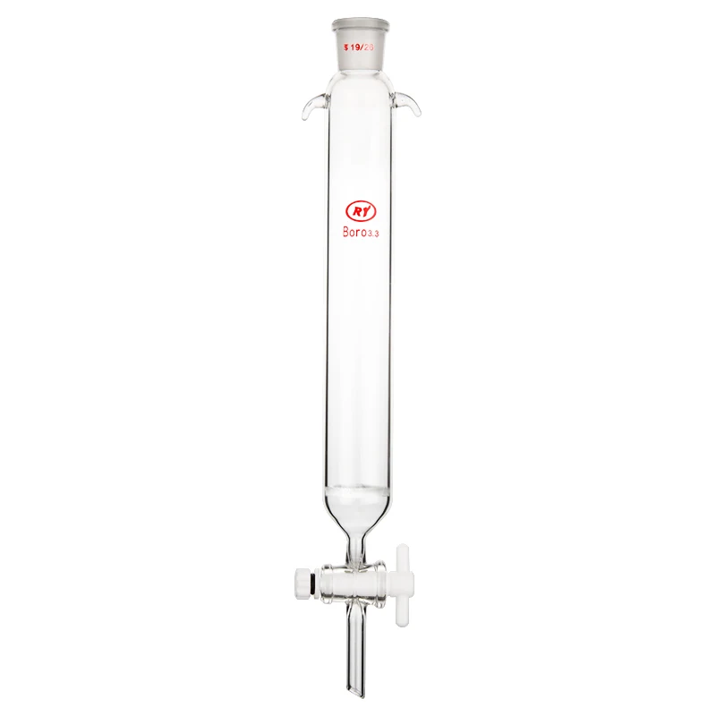 China Customized Lab Glassware Factory High Boro 3.3 Glass  PTFE stopcock thick walled Chromatography column